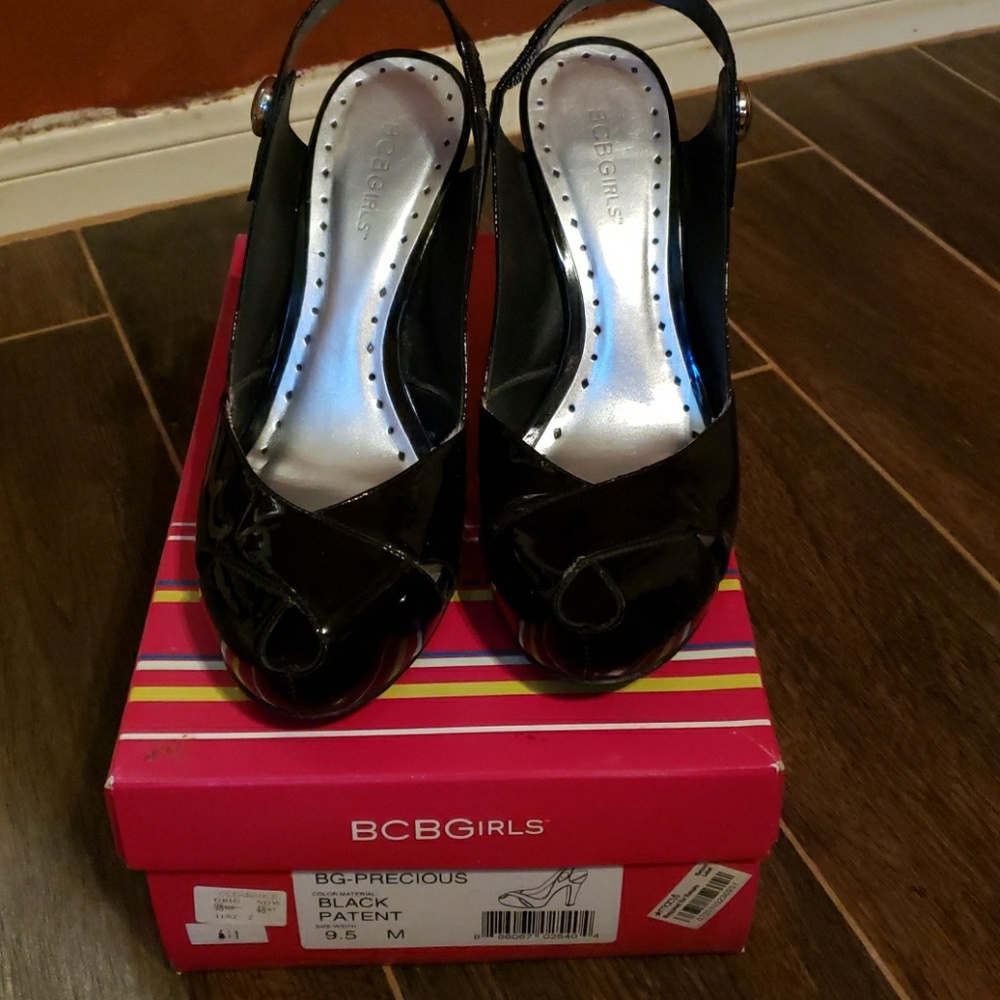 Black patent heels